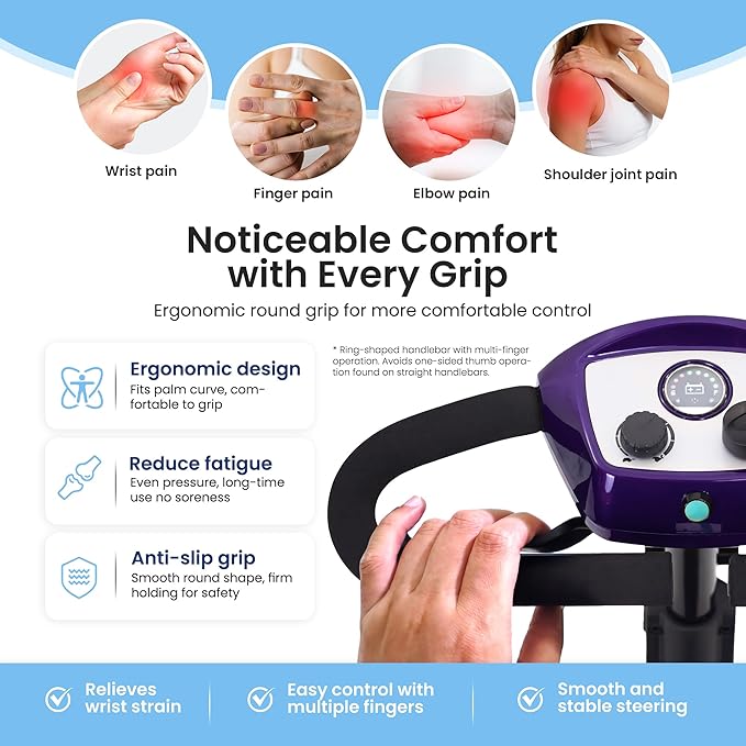 Metro Mobility 4 Wheel Folding Mobility Scooters for Seniors - 300 lbs Capacity Electric Scooter with Seat for Adults, Travel - Front & Rear LED Light - Purple