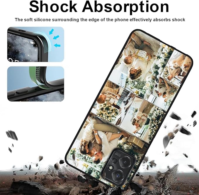Design Your Own Case for Motorola Moto G Power 5G 2023, Custom Personalized Photo Collage Text Cover, Customized Picture Shockproof Protective Soft Slim Silicone Case, Gift for Birthday, Black