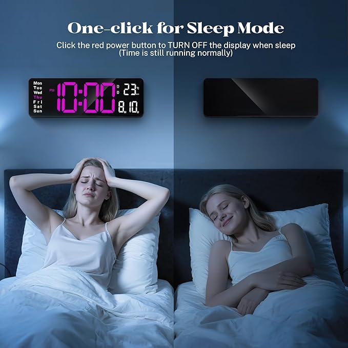 Digital Clock Large Display, 16" Large Digital Wall Clock for Classroom, Led Big Wall Clocks with Remote Control,Date,Week,Alarm,Temp,Night Light for Bedroom,Living Room,Gym,Office