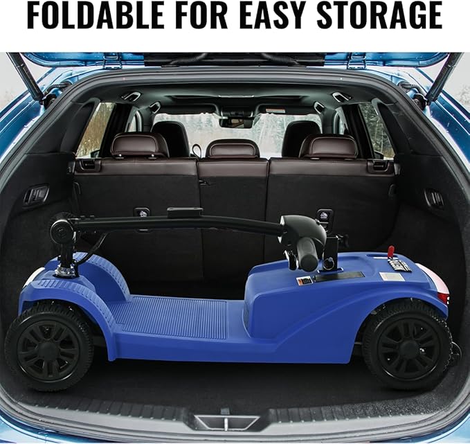 Mobility Scooter for Adults&Seniors - Electric Powered Wheelchair Device - 400 lb Capacity Compact Heavy Duty Mobile for Travel, Adults, Elderly - Long Range Power Extended Battery -Blue