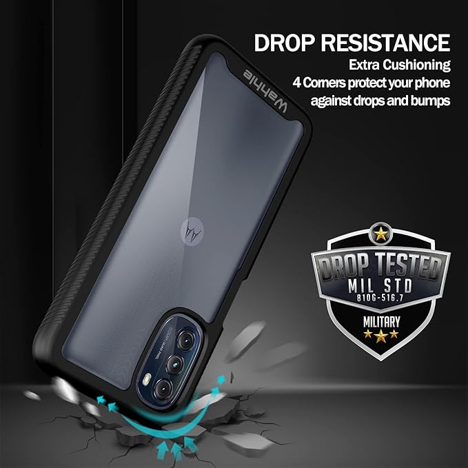 wahhle Compatible with Moto G 5G 2022 Case, Built in Screen Protector Full Body Shockproof Slim Fit Bumper Protective Phone Cover for G 5G 2022-Black/Clear