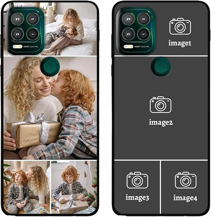 Custom Photo Case for Motorola Moto G Stylus 5G 2021, Create Your Own Picture Collage Phone Case, Soft Drop Protection, Personalized Anti-Scratch TPU Soft Cover, Gifts for Family Friends, Black