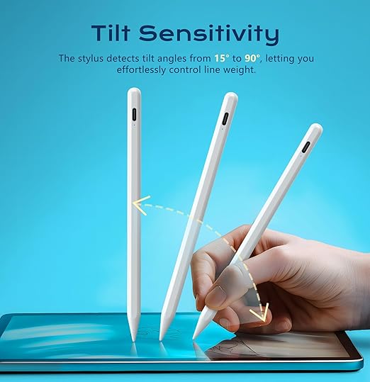 Stylus Pen for iPad 9th&11th Generation - 2X Fast Charge Digital Pen - Compatible with 2018-2025 Apple iPad Pro 11"/12.9"/M4, iPad mini 5-6 Gen, iPad Air 3/4/5/M2/M3-White