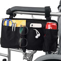 Wheelchair Side Bag with Cup Holder & Multiple Pockets, Adjustable Premium Nylon Storage Organizer Pouch for Wheelchairs, Walkers, Rollators, Mobility Scooters-Black