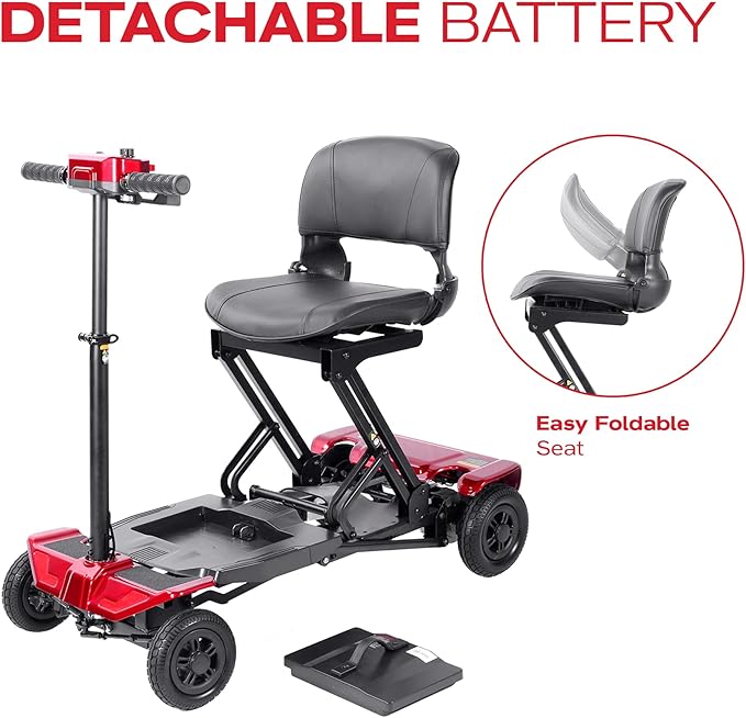 Rubicon FX70 Automatic Foldable Mobility Scooter for Adults, One Click Fold and Unfold, with Longest Range, Heavy-Duty, 4 Wheel Scooter with Lithium Battery. (Model1)