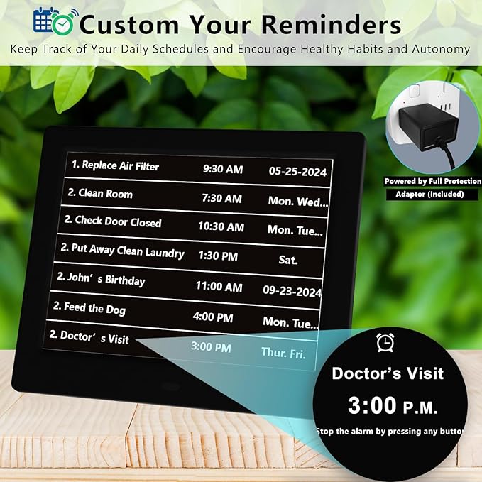 Véfaîî 26 Alarms Digital Clock Large with 1280 * 800P HD, Auto DST, Custom Reminders, 6 Display, 7 Color Modes, 10-Level Auto Dimmer, Clock for Seniors & Schoolkids-8 INCH with Remote