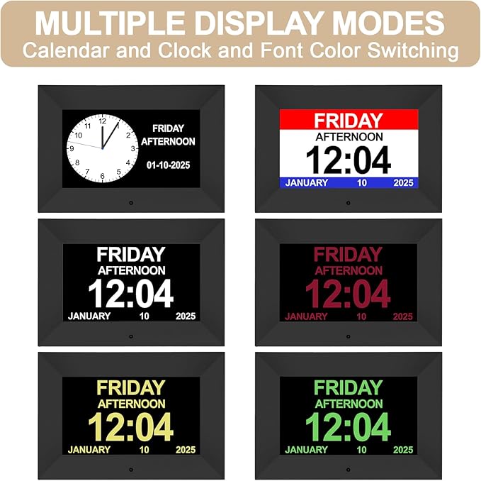 7-inch Digital Alarm Clock with Date and Week -21 Alarms, 20 Reminders, Automatic dimming, 1024 * 600P high-Definition Screen, Multifunctional Alarm Clock.