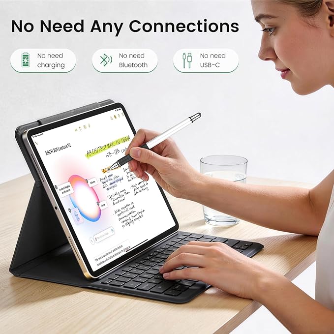 MEKO 6 Pcs Stylus Pen for Touchscreen, 2-in-1 High Sensitivity & Precision for Switch, iPad/iPhone/Samsung/Android Phones & Tablets, Skylight & More, All Touch Screen Devices(White)