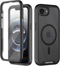 wahhle Compatible with iPhone 16e Case, Magnetic Built in Screen Protector Full Body Shockproof Slim Fit Bumper Protective Phone Cover Men Women 6.1“-Black/Clear