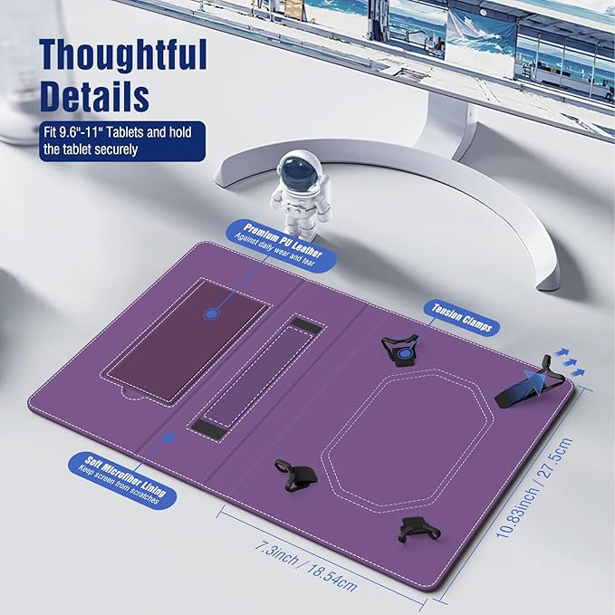 TiMOVO Universal Case for 10.1 Inch Android Tablet with Pen Loop, Lightweight Folding Stand Cover with Hand Strap for All 9.6"-11" Touchscreen Tablet, Dark Purple