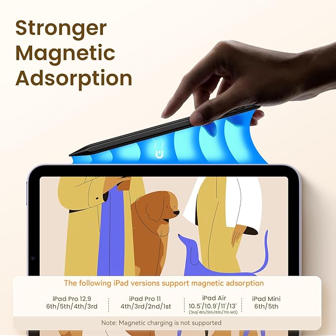 Hastraith Stylus Pen for iPad(2018-2026)-13 Mins Fast Charge with Tilt Sensitivity & Palm Rejection for iPad 11/10/9/8/7/6th Gen, Air 5/4/3/M4/M3/M2, Pro 13"/12.9"/11"/M4, Mini 7/6/5th, Black