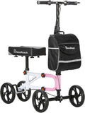 BlessReach Economy Knee Scooter Steerable Knee Walker for Foot Injuries Compact Crutch Alternative with Dual Braking System (Pink)