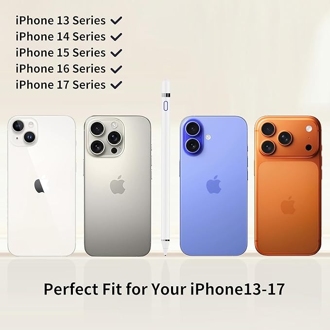Stylus Pen for iPhone 13-17: Writes Smoothly with 1ms Responds - Fully Charges in 1-Hour for One Week Office/Business Trip - Meeting/File/Charts Precise Pointing