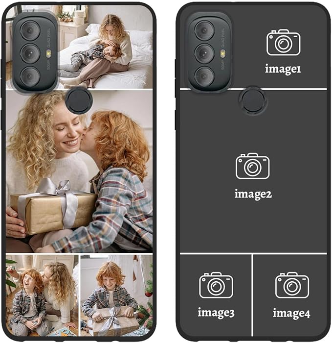 Custom Photo Case for Motorola Moto G Power 2022, Create Your Own Picture Collage Phone Case, Soft Drop Protection, Personalized Anti-Scratch TPU Soft Cover, Gifts for Family Friends, Black