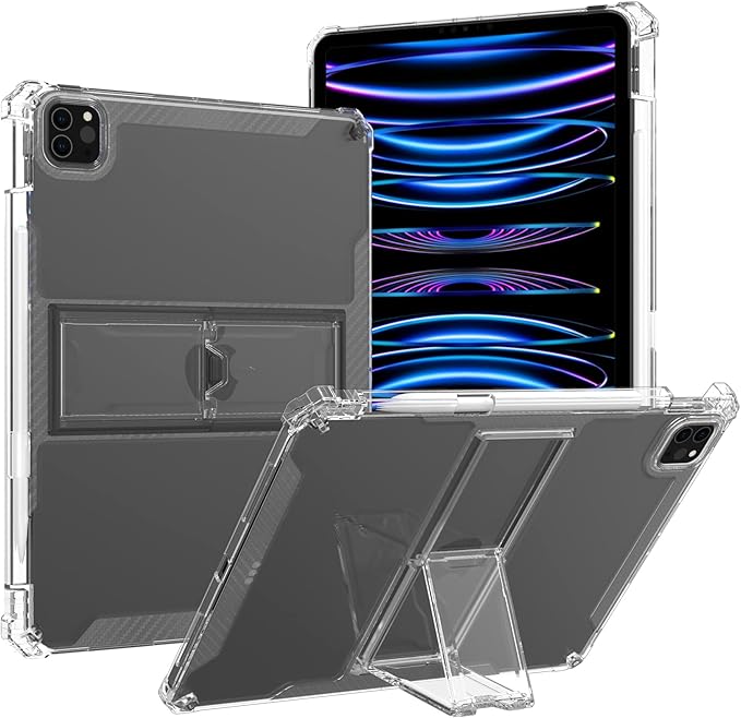 Dteck for iPad Pro 11-inch (M4/M5) Case 2024/2025 Release with Kickstand/Stylus Pencil Holder Slot - Soft Silicone TPU Clear Back Cover Protective Durable Simple Tablet Basic Case Shell (Transparent)