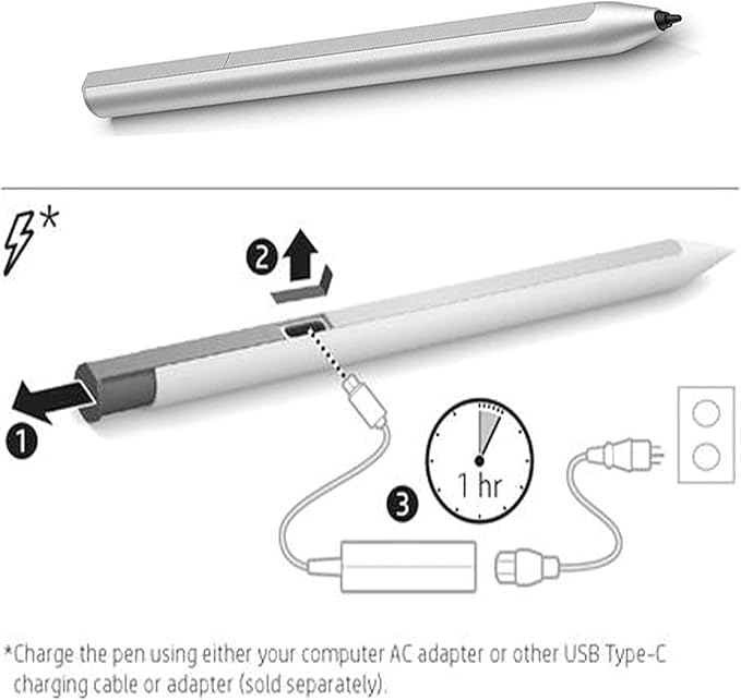 Active Pen L70858-001 (AES 2.0 USI Garaged/Rechargeable G3) 4096 Pressure Levels Digital Stylus for EliteBook x360, Chromebook x2 - Rechargeable with Palm Rejection
