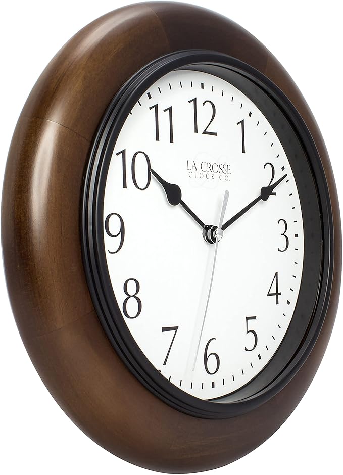 La Crosse Clock 404-2625 10 in Linwood Quartz Wood Wall Clock