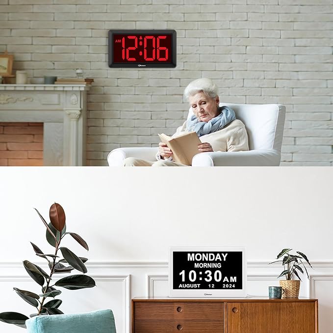 Soobest 12‘’ Dementia Clock and 9.5'' Digital Wall Clock