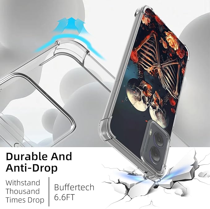 for Motorola G Power 5G 2024 Clear Phone Case, Lightweight Transparent TPU, Skulls Loves Shockproof Four Corner Anti-Fall Case 6.7" for Moto G Power 5G, Screen Protector Film