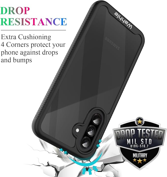 wahhle Compatible with Samsung Galaxy A56/A36 Case, Built in Screen Protector Full Body Shockproof Slim Fit Bumper Protective Phone Cover for Samsung A36/A56 5G Men Women-Black/Clear