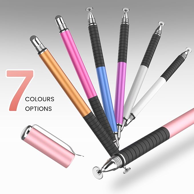 MEKO 6 Pcs Stylus Pen for Touchscreen, 2-in-1 High Sensitivity & Precision for Switch, iPad/iPhone/Samsung/Android Phones & Tablets, Skylight & More, All Touch Screen Devices (Rose Gold)
