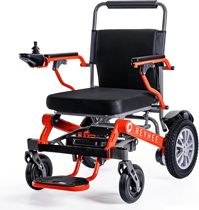 Reyhee Roamer Folding Electric Wheelchair for Adults Seniors, 200W Motorized Wheelchair w/Dual DC Brushless Motor, Portable Power Wheelchairs, Class 2 Medical Device