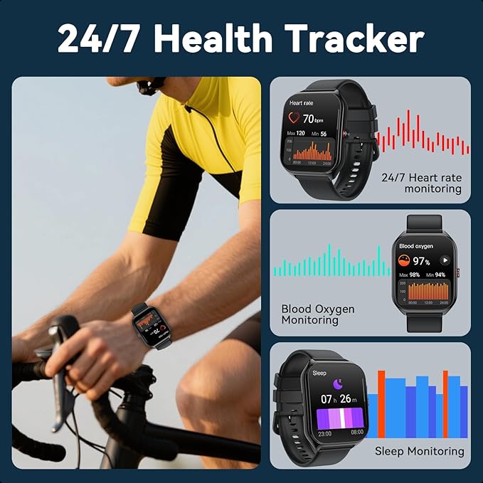 2026 AI Smart Watch for Men Women with ChatGPT, 1000mAh Fitness Tracker 60-Day Standby Time, 1.96" HD SmartWatch with 200+ Sport Modes/Heart Rate/Sleep Monitor, IP68 Waterproof Pedometer for Android