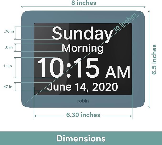 Robin Day Clock 2026 for Seniors, 8" Large Digital Calendar Dementia Clock with Talking Function, Alarms, Easy-to-Read Display for Elderly, Day Date Time, Medication Reminder, DST, Winter Blue