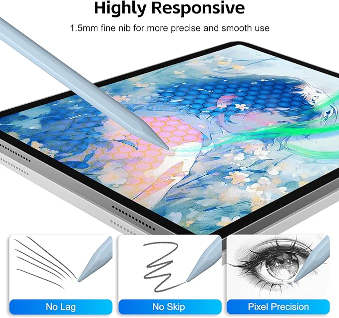 Stylus Pen for iPad 2026-2018 with 13mins Fast Charge,Tilt Sensitivity Palm Rejection Pencil for 11th (A16)/10/9/8/7/6 Gen, iPad Pro 11"/12.9"/M4/M5, iPad Air 3/4/5/M2/M3/M4