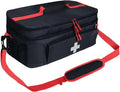 Meichoon First Aid Bag Empty Large Medical Kit Portable with Double-Layer Design Pill Box Storage Case Waterproof Travel Emergency Supplies Storage Bag for Car Home Office Outdoor Black