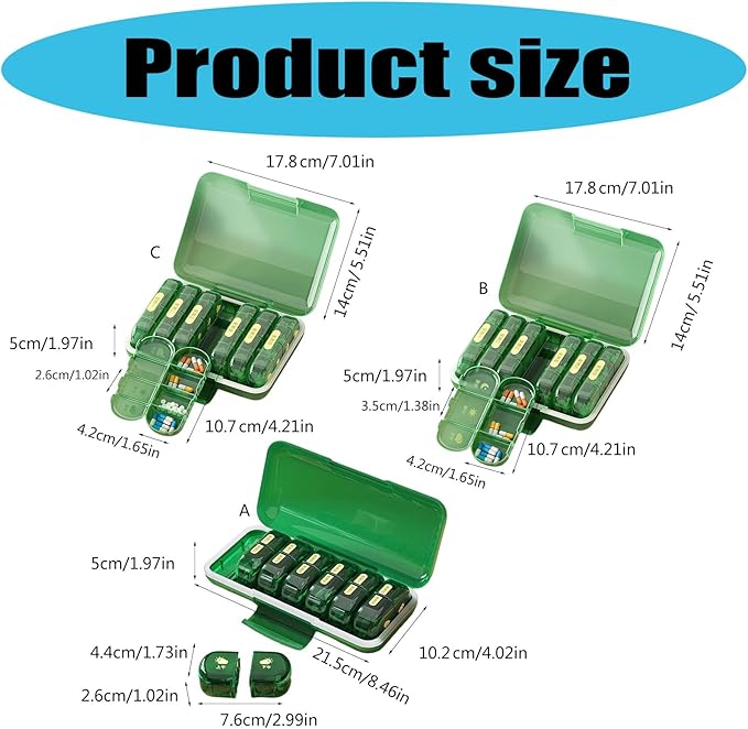 Travel Friendly Medicine Organizers Box 14 Removable Compartments for Business Trips Short Getaways MoistureProof Design Portable Box