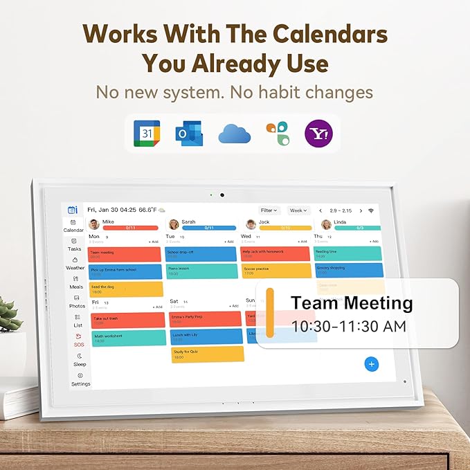 15.6 Inch Digital Calendar Touchscreen, Smart Family Electronic Calendar & Wall Planner with Schedule, Chore Chart, Meal Planner, Tasks, Wall & Desk Display, Digital Picture Frame Mode