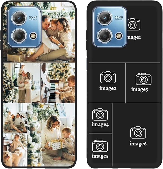 Design Your Own Case for Motorola Moto G Stylus 2023, Custom Personalized Photo Collage Text Cover, Customized Picture Shockproof Protective Soft Slim Silicone Case, Gift for Birthday, Black