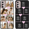 Personalized Photo Case for Motorola Moto G Stylus 5G 2022 6.8 inch, Thin Slim Soft Rubber Black Phone Cover, Custom Picture Collage Pink Heart Cute Case for Women Girl, Gift for Birthday Anniversary