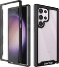 wahhle Compatible with Samsung Galaxy S23 Ultra Case, Built in Screen Protector Full Body Shockproof Slim Fit Bumper Protective Phone Cover for Galaxy S23 Ultra 5G 6.8'' Men Women-Black/Clear