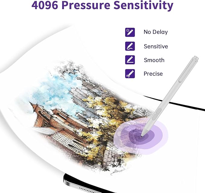 Uogic Pen for Microsoft Surface, 4096 Pressure Sensitivity Palm Rejection Stylus, for Surface Pro (6th/7th/7+/8th/9th/10th/X Gen), Surface Go (1st/2nd/3rd Gen), Surface Book (1st/2nd/3rd Gen)