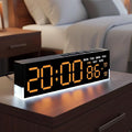 JENLYSTIME 7 Inch LED Digital Alarm Clock with Dual Alarms & Bottom Glow｜Displays Time, Date, Day, Temperature ｜3-Level Auto/Manual Brightness, DST, USB or Battery Powered Modern Desk Clock (Orange)