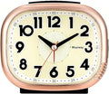Vintage Retro Analog Alarm Clock, Battery Operated, Silent No Ticking, Glow in Dark Dial, Lighted on Demand and Snooze, Black, 4.7" x 3.9" x 2.7"