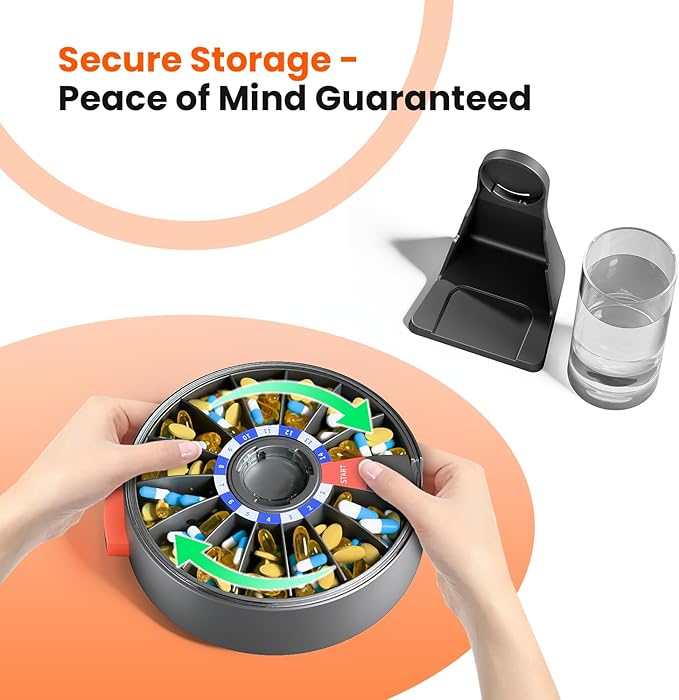 Odaro Large Pill Dispenser Weekly 7-Day AM/PM Wall-Mount or Standing Gray