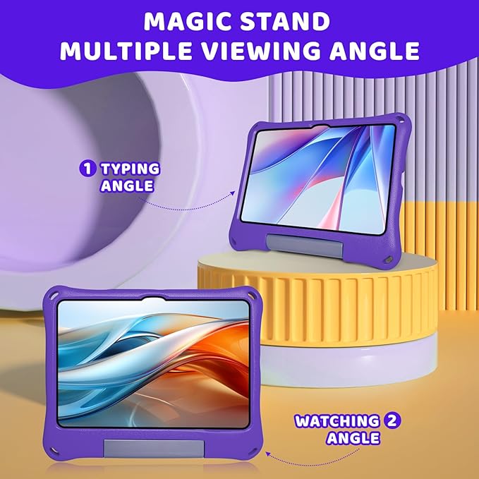 Case for Onn 10.1 Inch Tablet (2024 Model) Gen 4 - Shockproof Lightweight Protective EVA Kids Kickstand Cover Case + 1 Stylus (Purple)