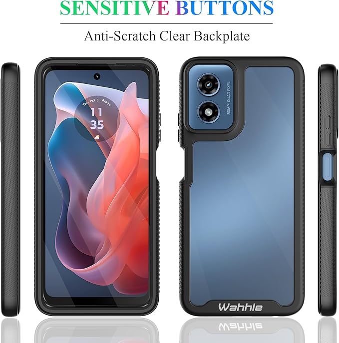 wahhle Compatible with Moto G 5G 2024 Case, Built in Screen Protector Full Body Shockproof Slim Fit Bumper Protective Phone Cover for Men Women-Black