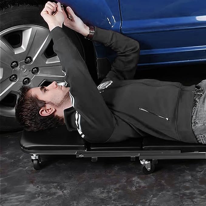 Magshion 36" Z-Creeper Seat Foldable Under Car Creeper, 330 lbs Capacity All-in-One Adjustable Roller Garage Chair Lay Down or Sit, 6 Wheels (Black)