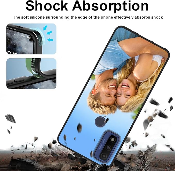 Styletify Custom Phone Case for Motorola Moto G Pure, Design Your Personalized Photo Logo Name Phone Cover, Slim Soft TPU Lightweight Silicone Black Case, Customized Gift for Birthday Christmas
