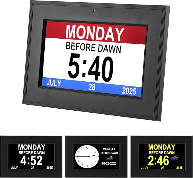 Digital Clock, wall Clock with time, Digital Alarm Clock for Seniors,Dementia Clock that Provides Alarms and Electronic Calendar for Elderly.