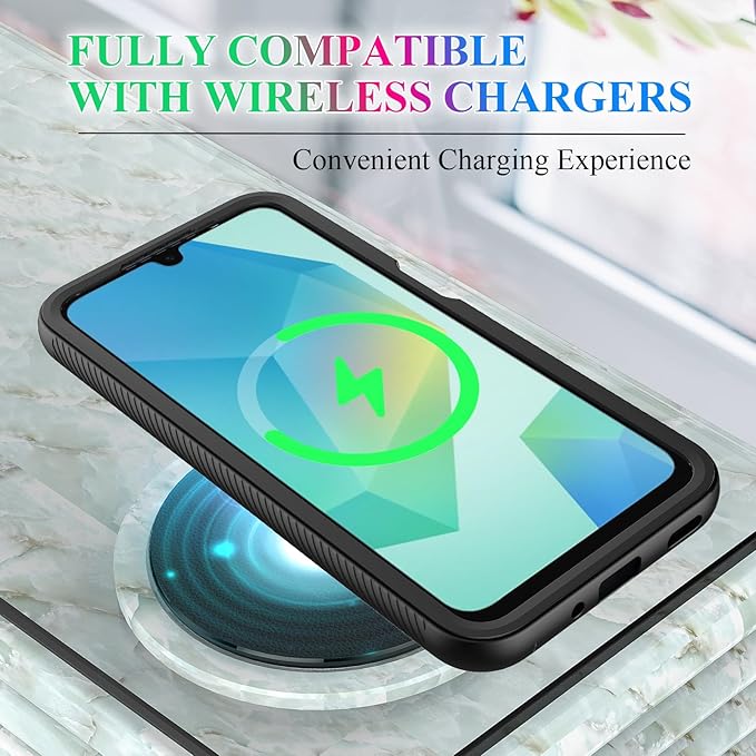 wahhle Compatible with Samsung Galaxy A26 5G Case, Built in Screen Protector Full Body Shockproof Slim Fit Bumper Protective Phone Cover for A26 4G/5G Men Women-Black/Clear
