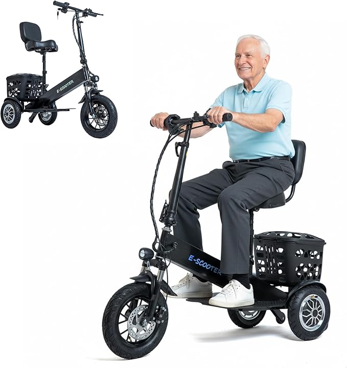 3 Wheel Mobility Scooter for Adults & Seniors, Lightweight Foldable Travel Scooter, 36V 500W Powerful Motors, 48 lbs Portable Design, Long-Range Electric Mobility Device, Supports up to 330 lbs