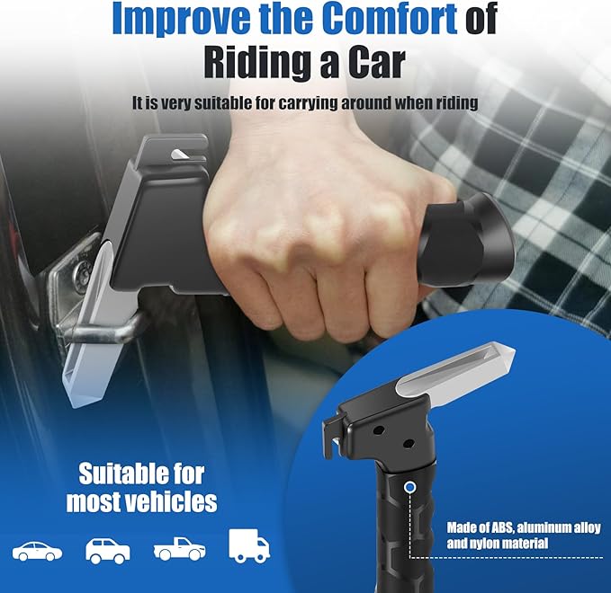 2PCS Car Door Handle for Elderly Disabled Car Handle Assist Mobility Aid 3 in 1 Assistance Support Portable Helping for Disability Handicapped(Black)