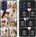 Personalized Photo Case for Motorola Moto G 5G 2022 6.5 inch, Thin Slim Soft Rubber Black Phone Cover, Custom Picture Collage Pink Heart Cute Case for Women Girl, Gift for Birthday Anniversary