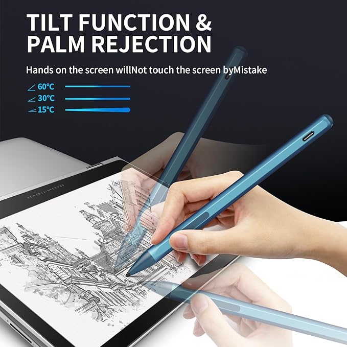 Stylus Pen for ASUS Transformer/Mini/ASUS Zenbook Flip/Pro/ASUS Vivobook Flip/Pro/Duo/ASUS Notebook, Rechargeable MPP 2.0 Tilt Active Pen with 4096 Pressure Sensitivity, Tpye-c Charge, Blue
