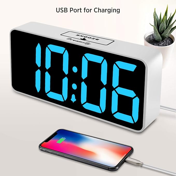 DreamSky Large Digital Alarm Clock Big Numbers for Seniors & Visually Impaired, 9 Inches Electric Clocks for Bedroom, Jumbo Display Fully Dimmable Brightness, USB Ports, Adjustable Alarm Volume